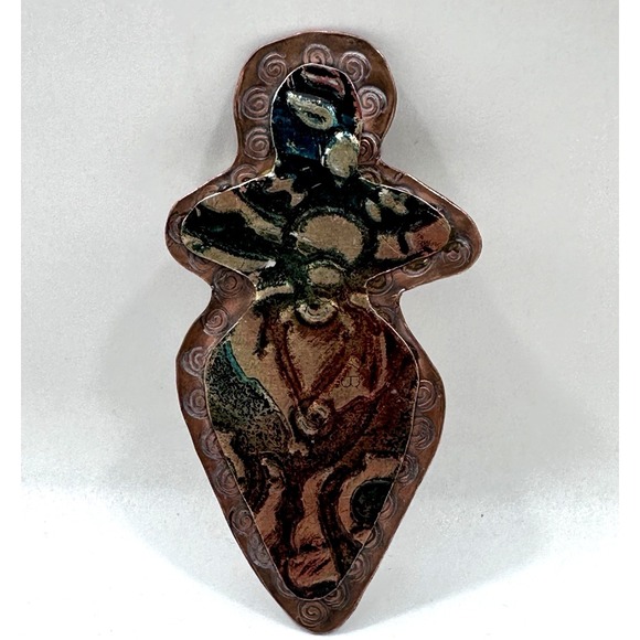 The Unbranded Brand Jewelry - Artisan Copper Goddess Brooch & Pendant - Handmade "Love Who You Are" 3"‎